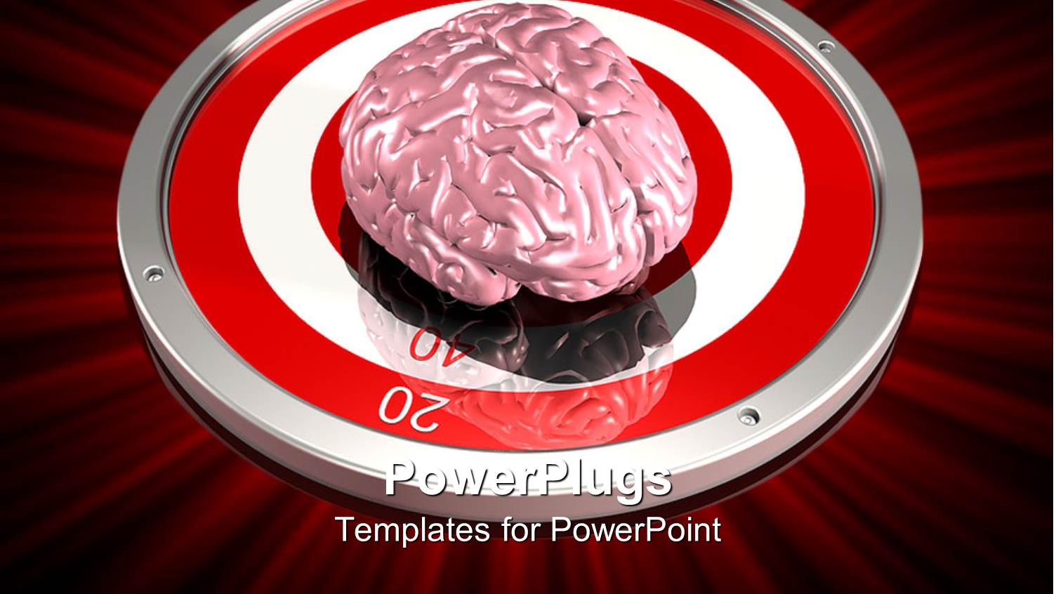 Human Brain in the Middle of Metallic Red and White Reflective Target