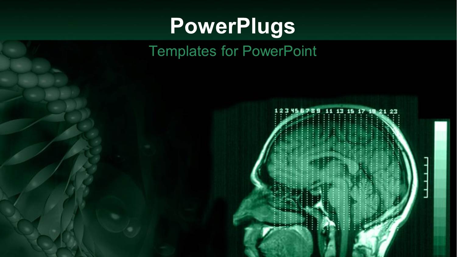 a Human Brain MRI with Greenish Background and Place for Text