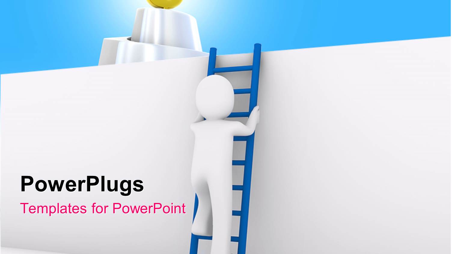 Human Character Climb Up the Wall Through Ladder to Reach to Dollar Symbol with Blue Color