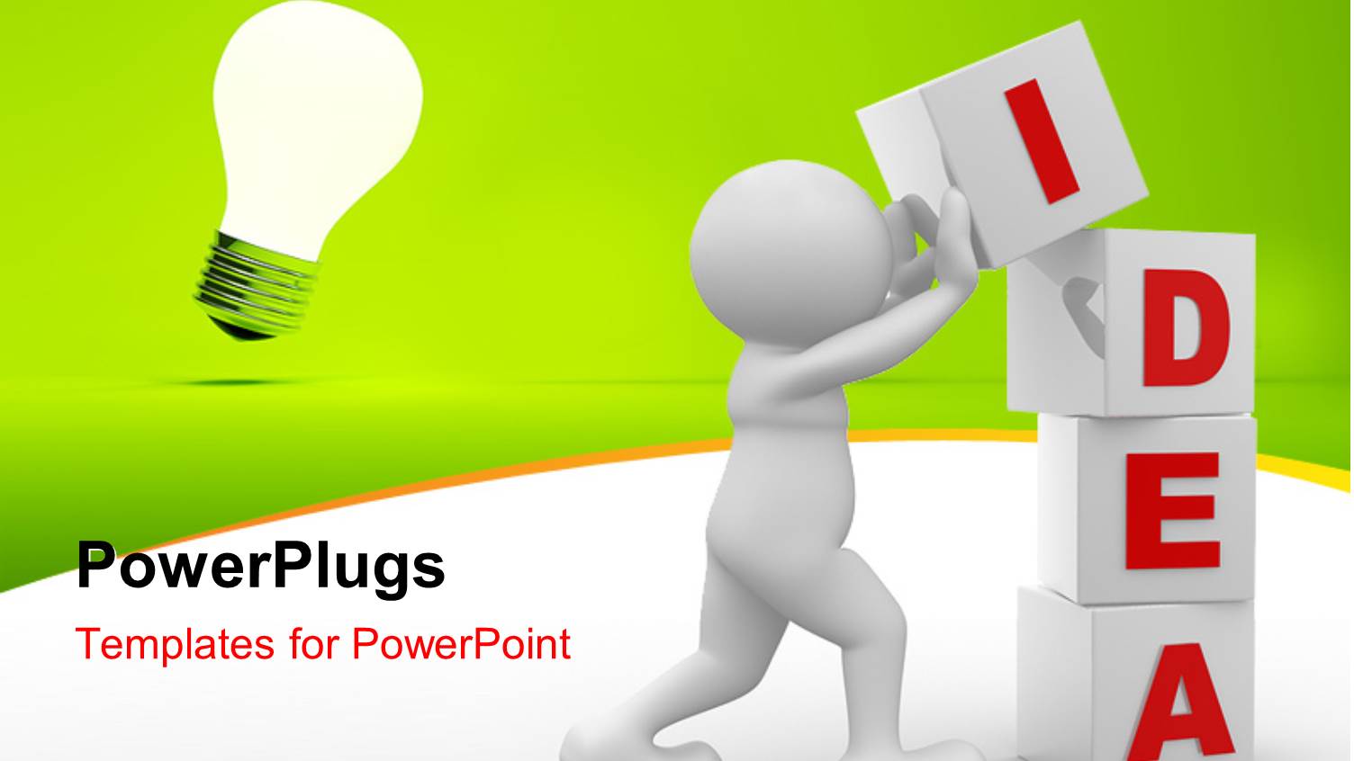 Human Character and Cubes with Keyword Idea, Light Bulb in Background