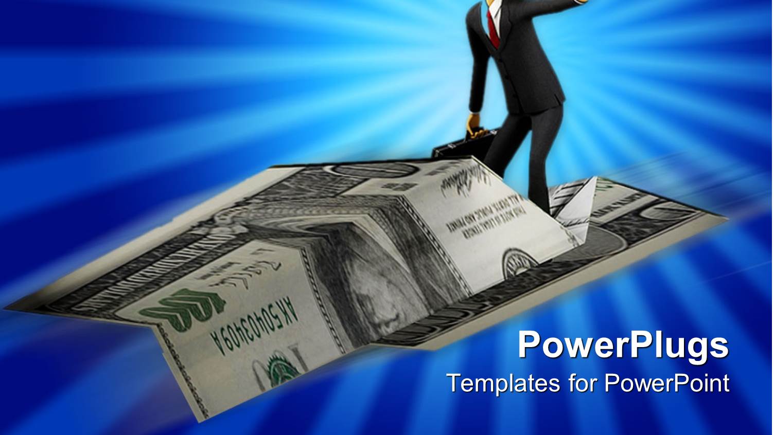 a Human Character on a Dollar Bill Paper Plane