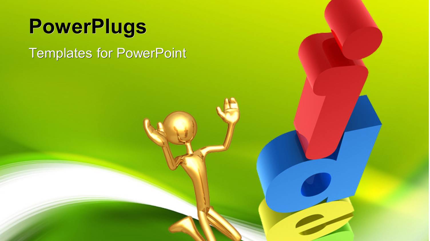 Human Character Jumping with Idea Letter Written in Different Colors