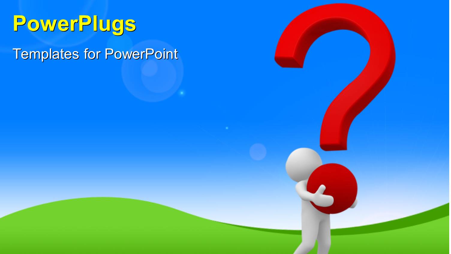 Human Character Person Holding a big Question Mark with Sky