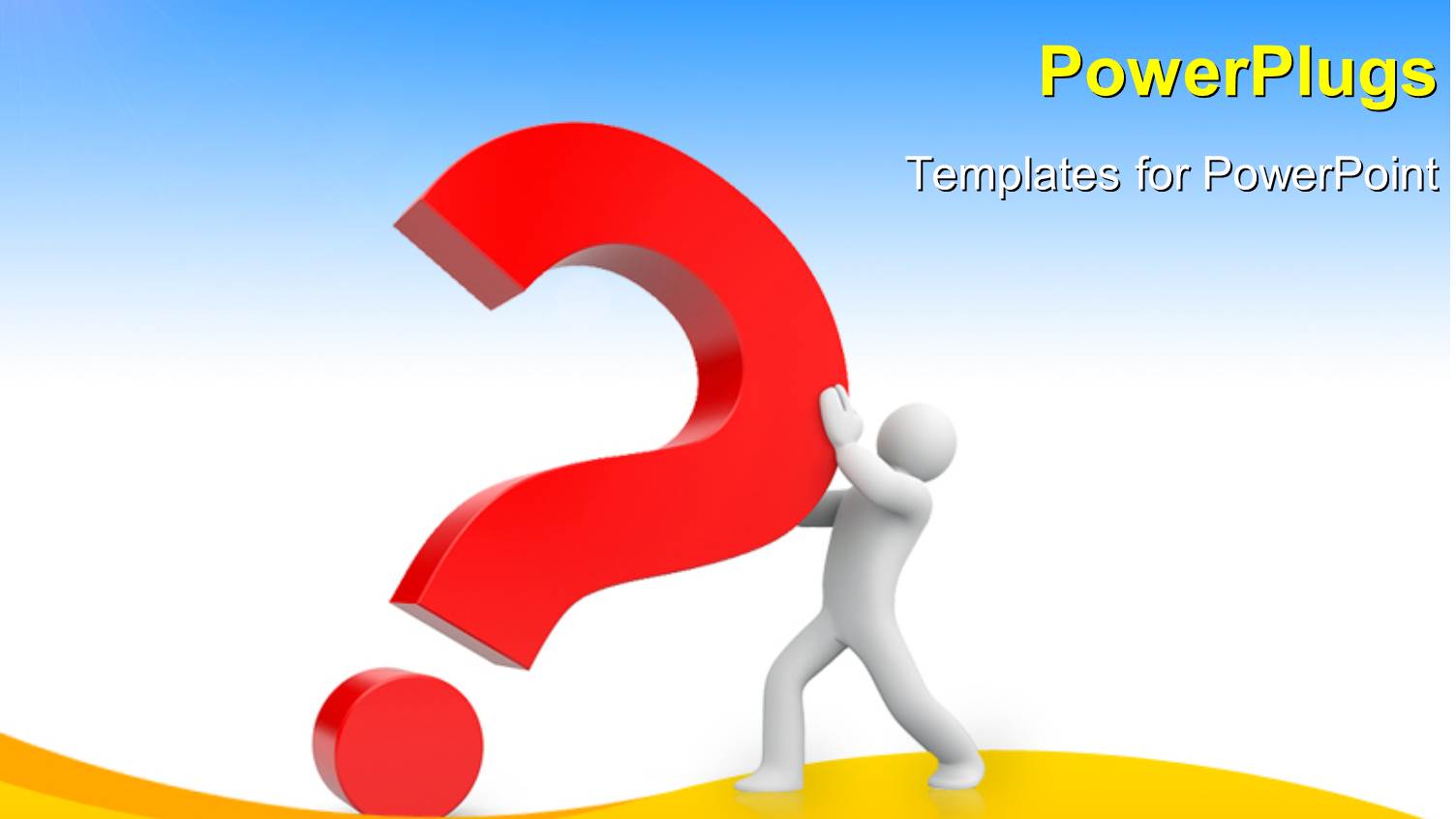 Human Character Pushing a big Red Color Question with Blue Color