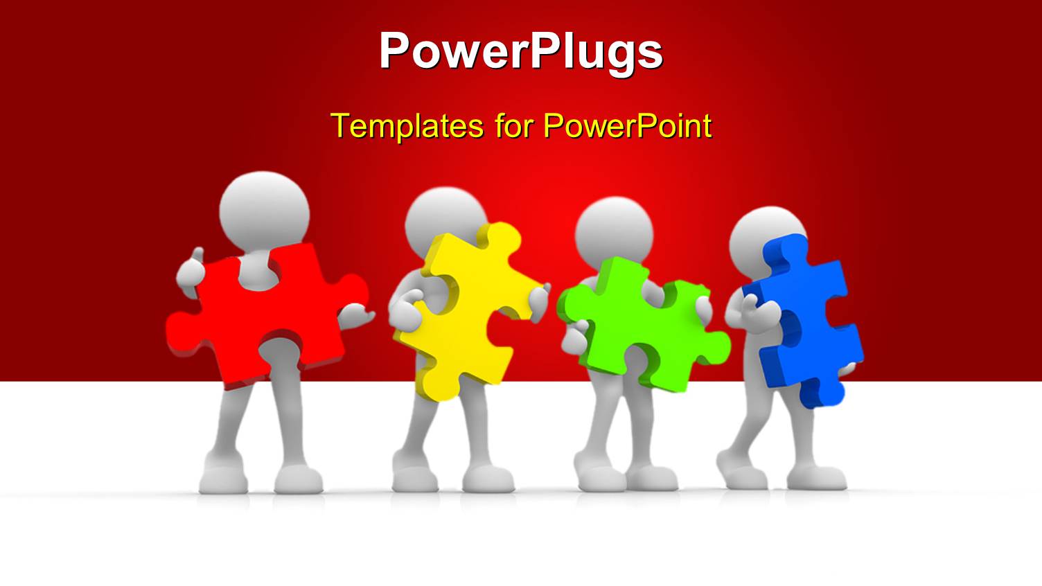 Human Characters Holding Different Color Puzzles Against Dark Red Color