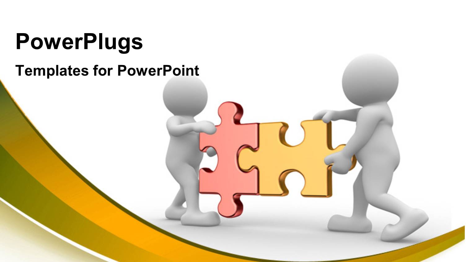 Human Characters with Puzzle Pieces Synced Together with Brown Curves