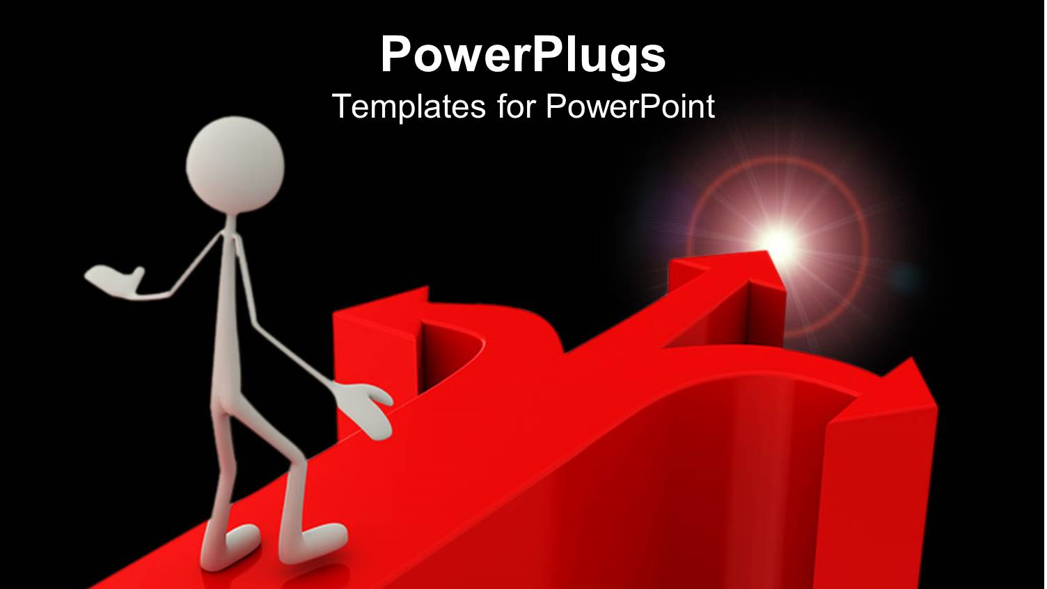 Human Figure Walking on a big Red Arrow to a Light