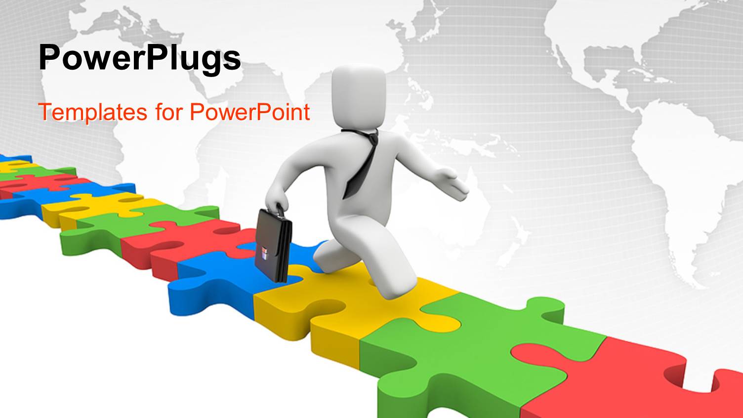 Human Figure Walking on Lots of Aranged Colorful Puzzle Pieces