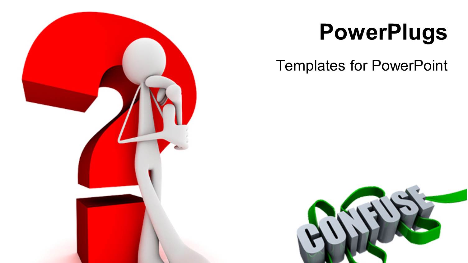 Human Figure in White Standing Confused Near a Question Mark with Confuse Word