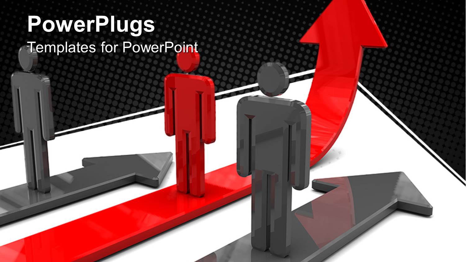 Human Figures Standing on Arrows on a White Background