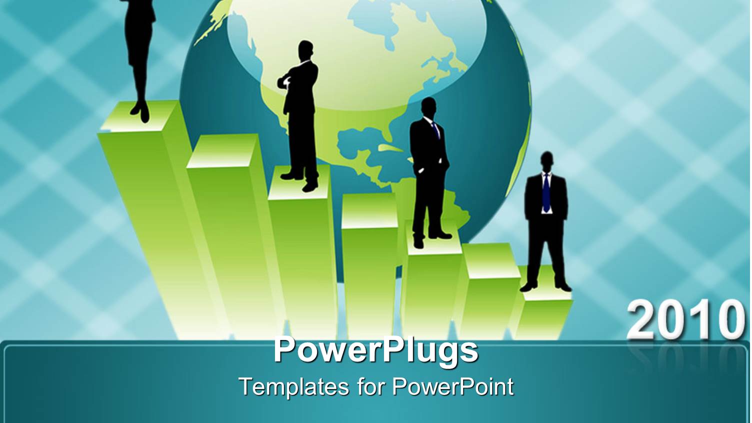 Human Figures Standing on a Bar Chart with an Earth Globe
