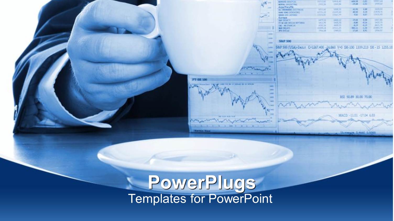 Human Hand Holding a Cup with a Newspaper and Saucer