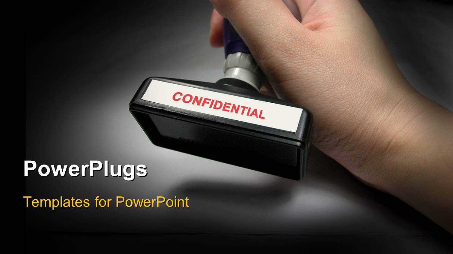 Human Hand Holding Private and Confidential Document Stamp with Black Color