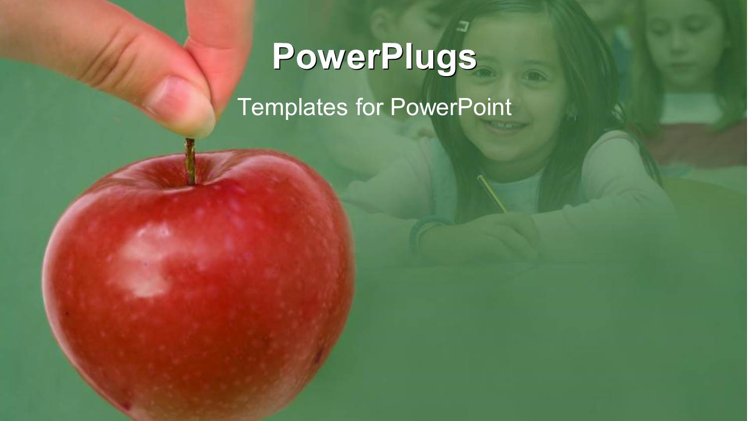 Human Hand Holding a Red Apple with Smiling Kids