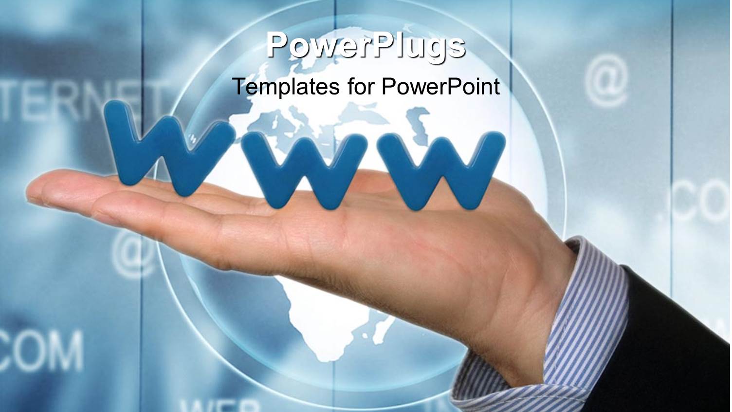 Human Hand Stretched Out with a Blue Www Text