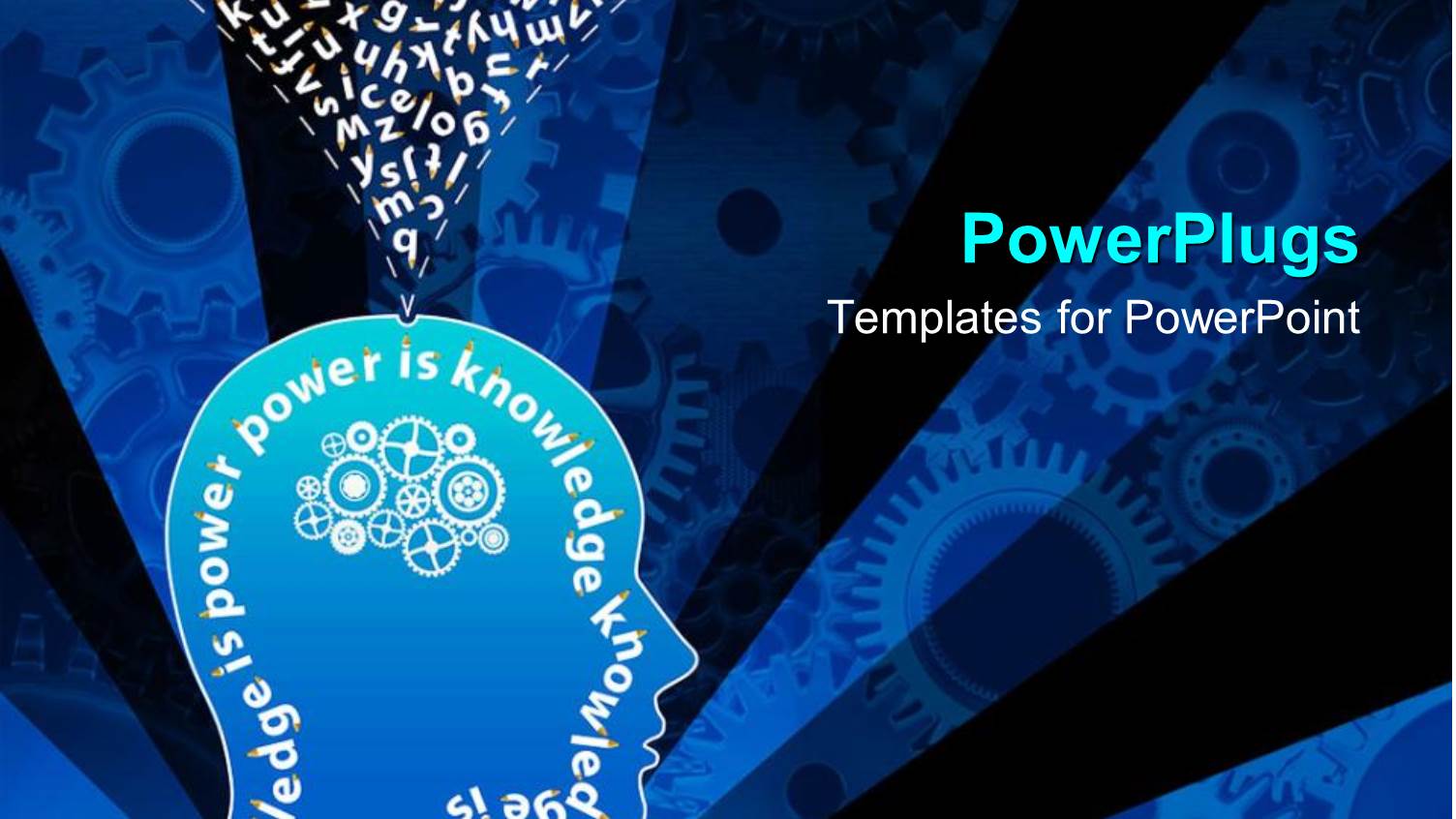 Human Head with Gear Machinery Instead of Brain and Knowledge is Power  Power is Knowledge Message Surrounding the Head