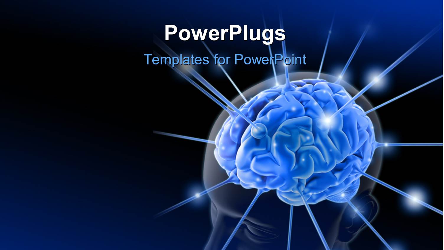 Human Head with Highlighted Brain is  is Being Energized Through the Strings, the Concept of Intelligence