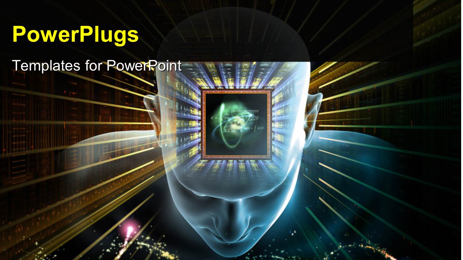 Human Head Scientific Formulas and Various Abstract Elements on the Subject of Artificial Intelligence