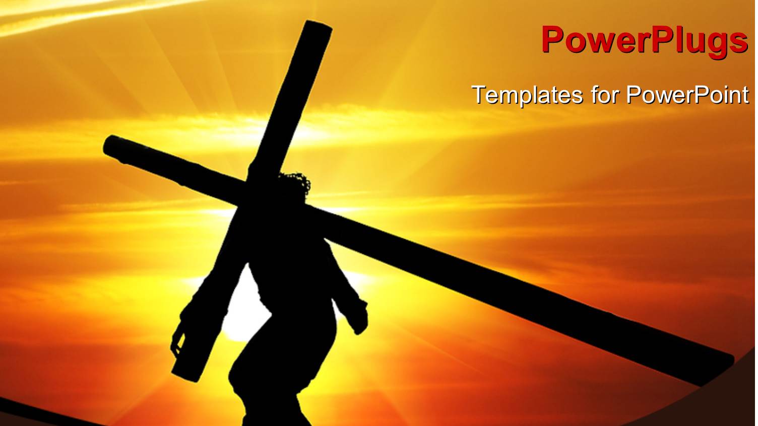 Human Holding the Crucifix Against Sunset