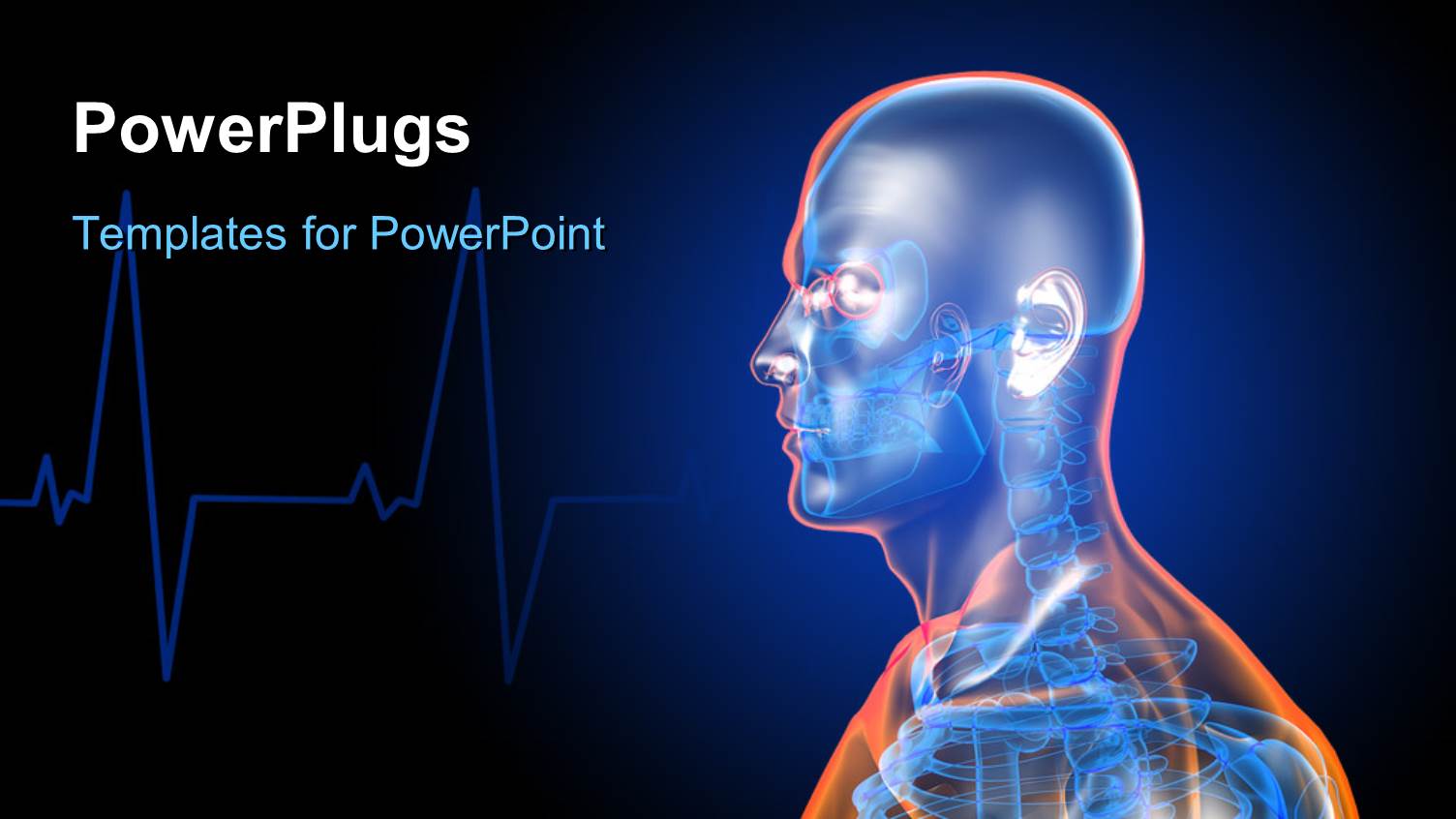 Scan Showing Human Skeletal System with Cardiogram Pulse in Background