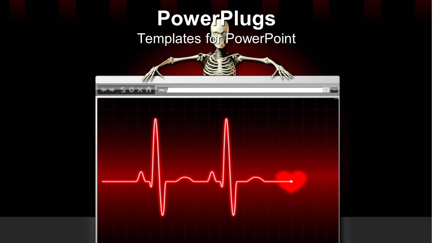 Human Skeleton Holding a Screen with Cardio Wave Lines