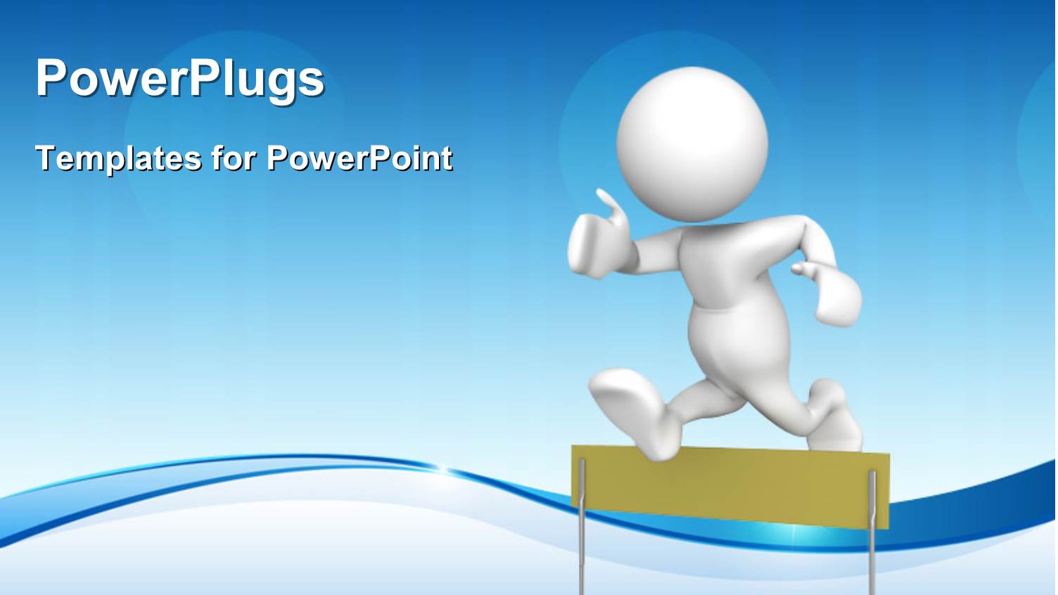 Humanoid Crossing Business Hurdles with Blue Color 