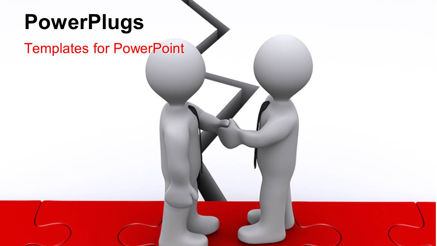 Humanoids Shaking Hands with Puzzle in the Background