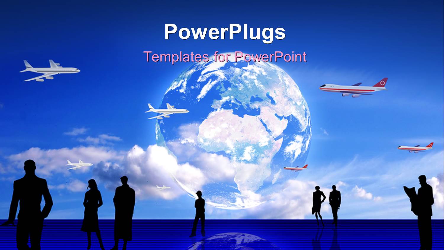 Humans in Different Positions with a Plain and Globe Above them