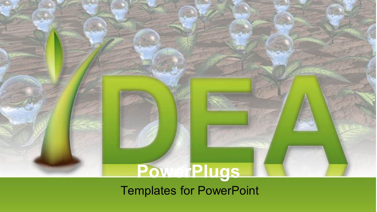 IDEA with Green Plant Letter, Light Bulbs Growing on Plants, Ecology, Conservation