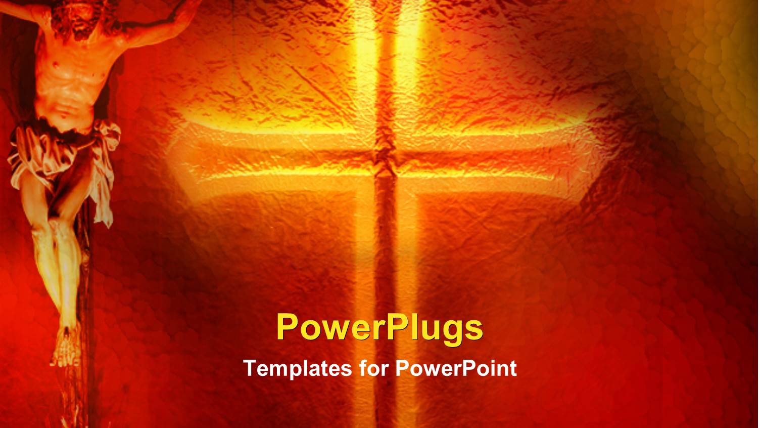 an Image of Jesus and a large Gold Colored Cross