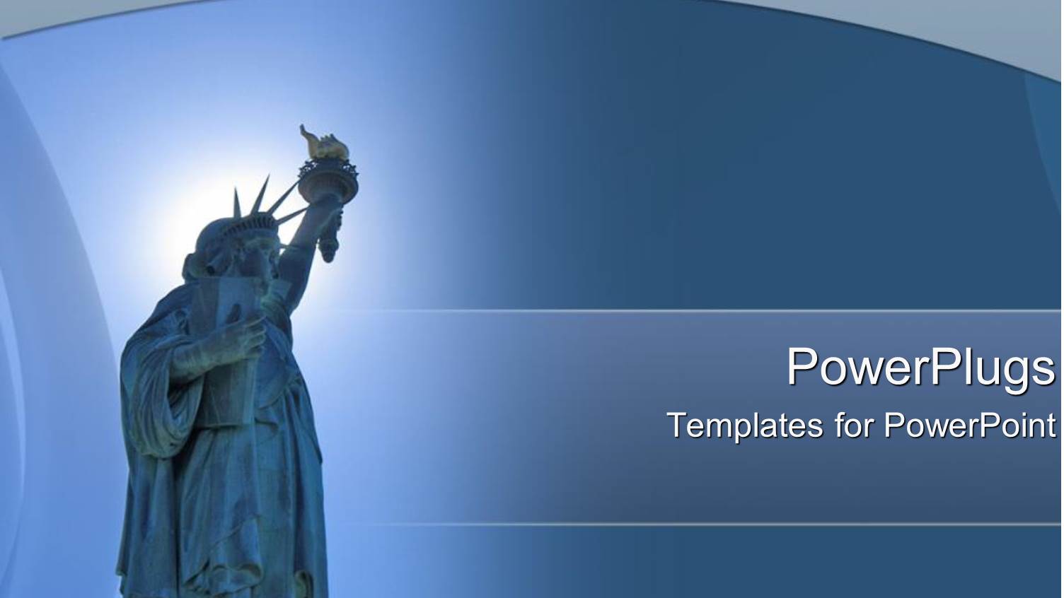 Image of the Statue of Liberty in Blue with Shinning Light