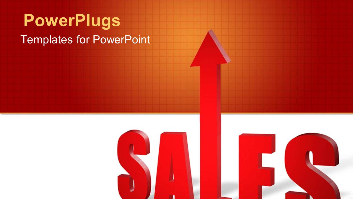 Increase Sales Metaphor with Up Arrow, Orange and Red Grid, White Bottom