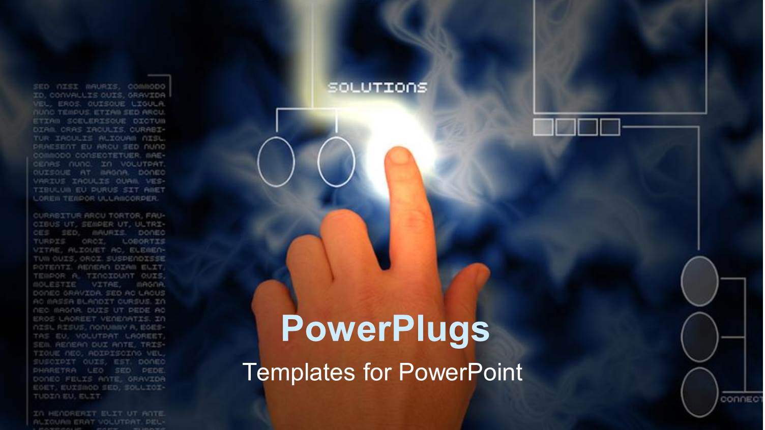 Index Finger Pressing a Futuristic Solutions Button