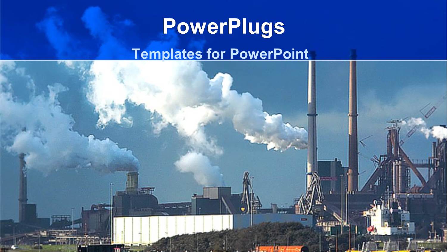 Industrial Plant with White Smoke Rising Out of Chimney