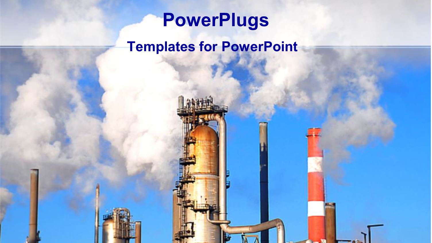 Industrial Plants Emitting Flames to the Blue Sky