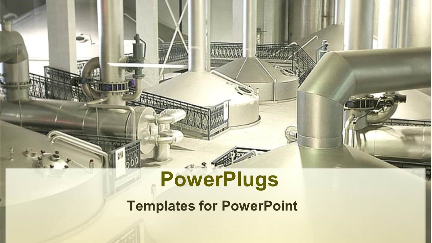 Industrial Theme Showing Inside of Beer Factory with Steel Silver Pipelines