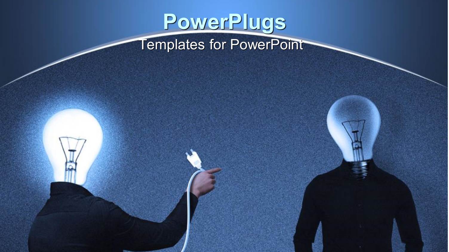 Information and Idea Sharing Metaphor with Man with Light Bulb Head about to Plug in Another Person