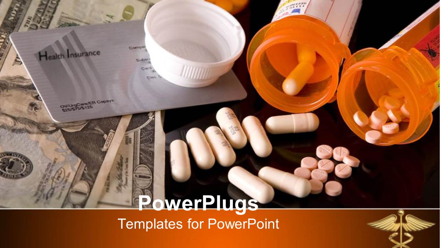 Insurance Card, Cash and Medicine Showing the High Cost of Health