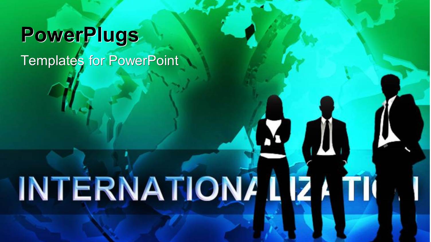 Internationalization with Silhouette of People Standing Before Earth Globe