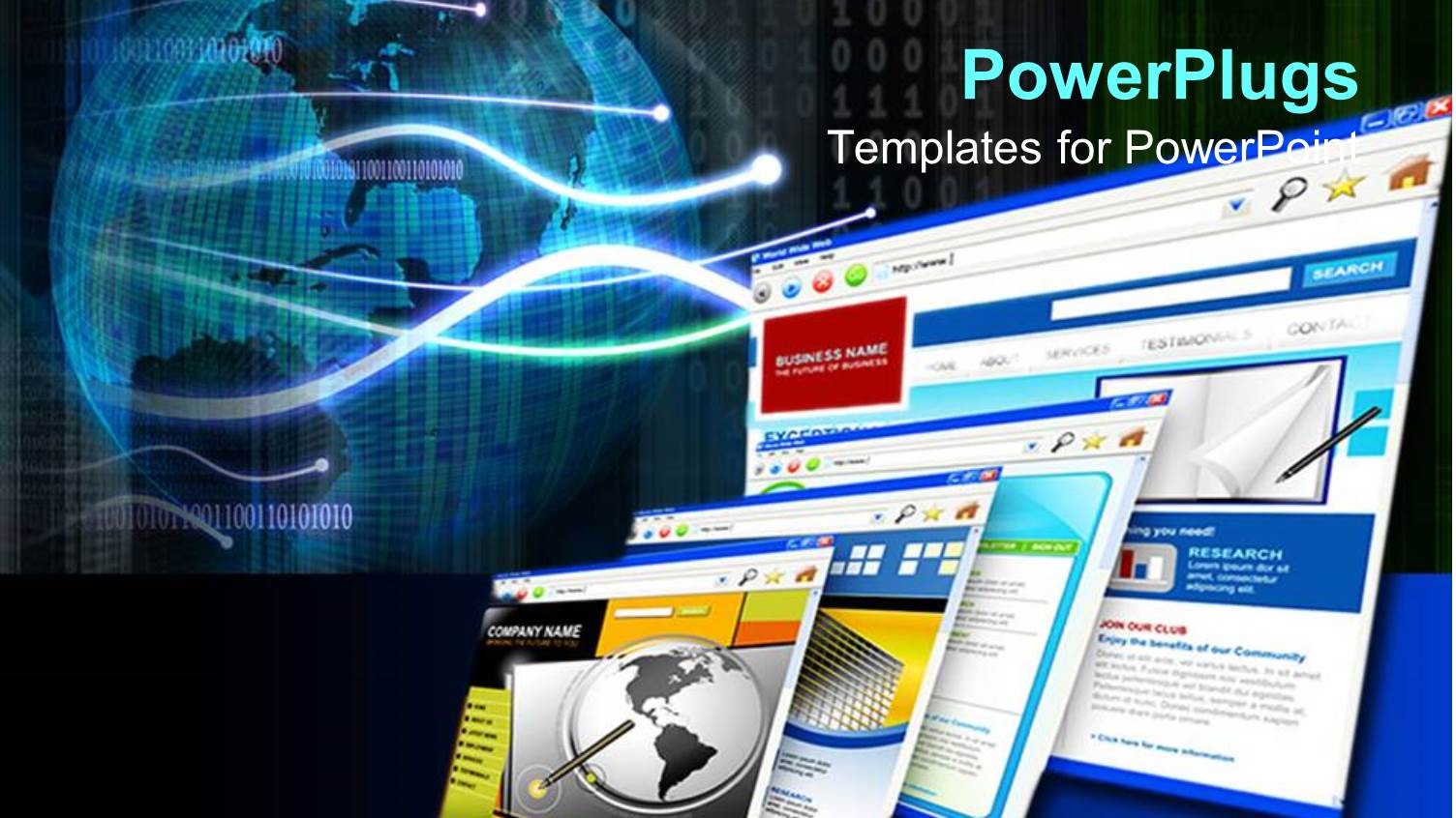 Internet Business, Online Shopping, E Commerce Websites with Globe and Binary Code Background