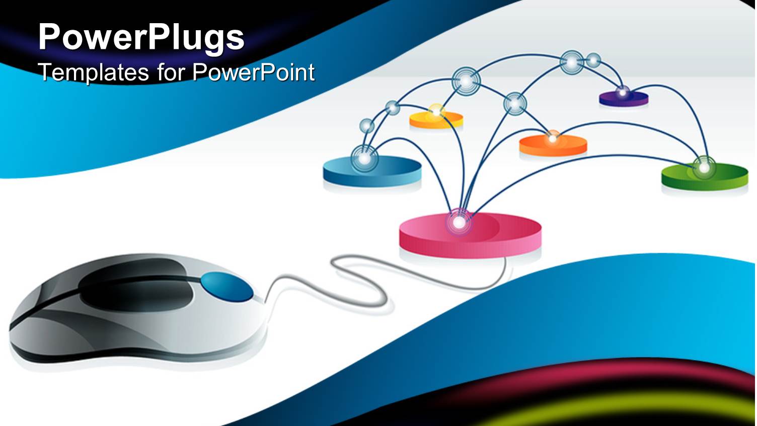 Internet Connection, 3D Digital Representation of Computer Mouse Linked to Circular Spots Interconnected on Reflective