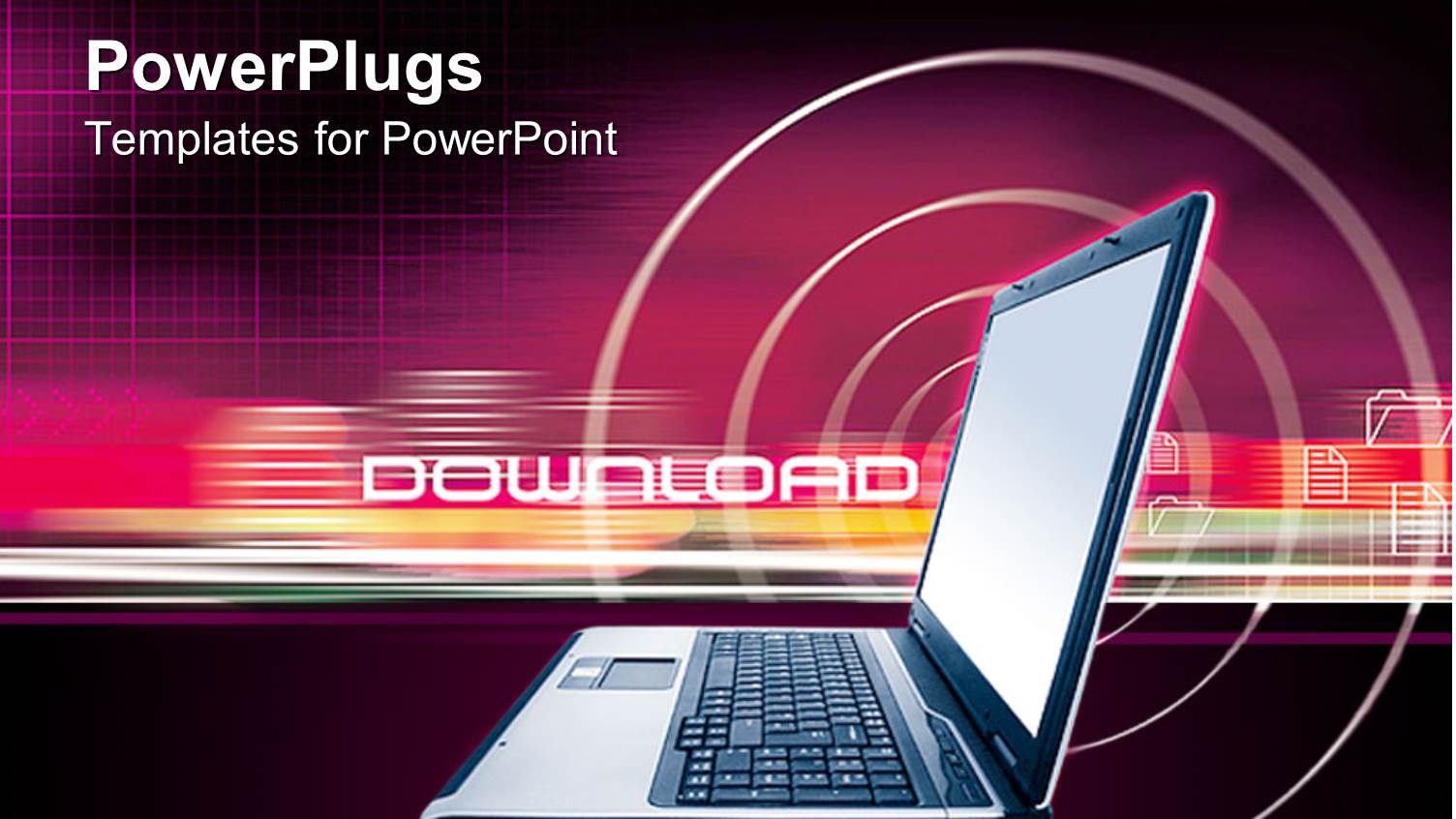 Internet Download Theme with Laptop, Folders and Tech Background