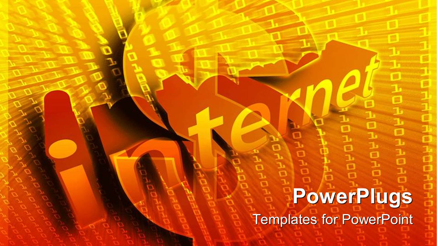 Internet Word Over Dollar Sign with Binary Codes on Gradient Yellow to Orange Background