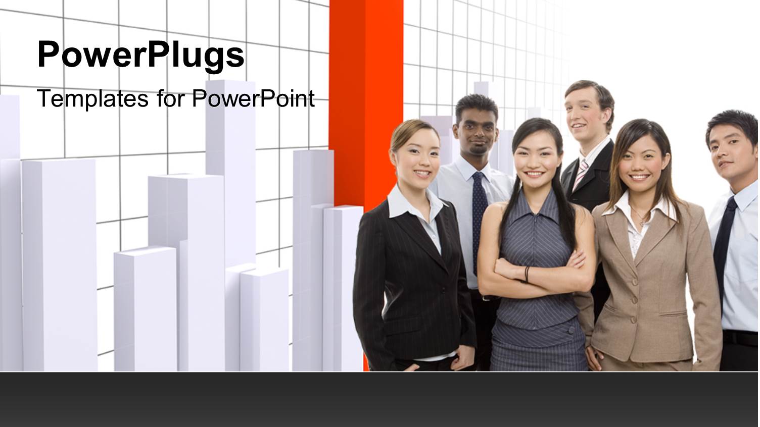 Interracial Business Team with High Orange Bar in Graph