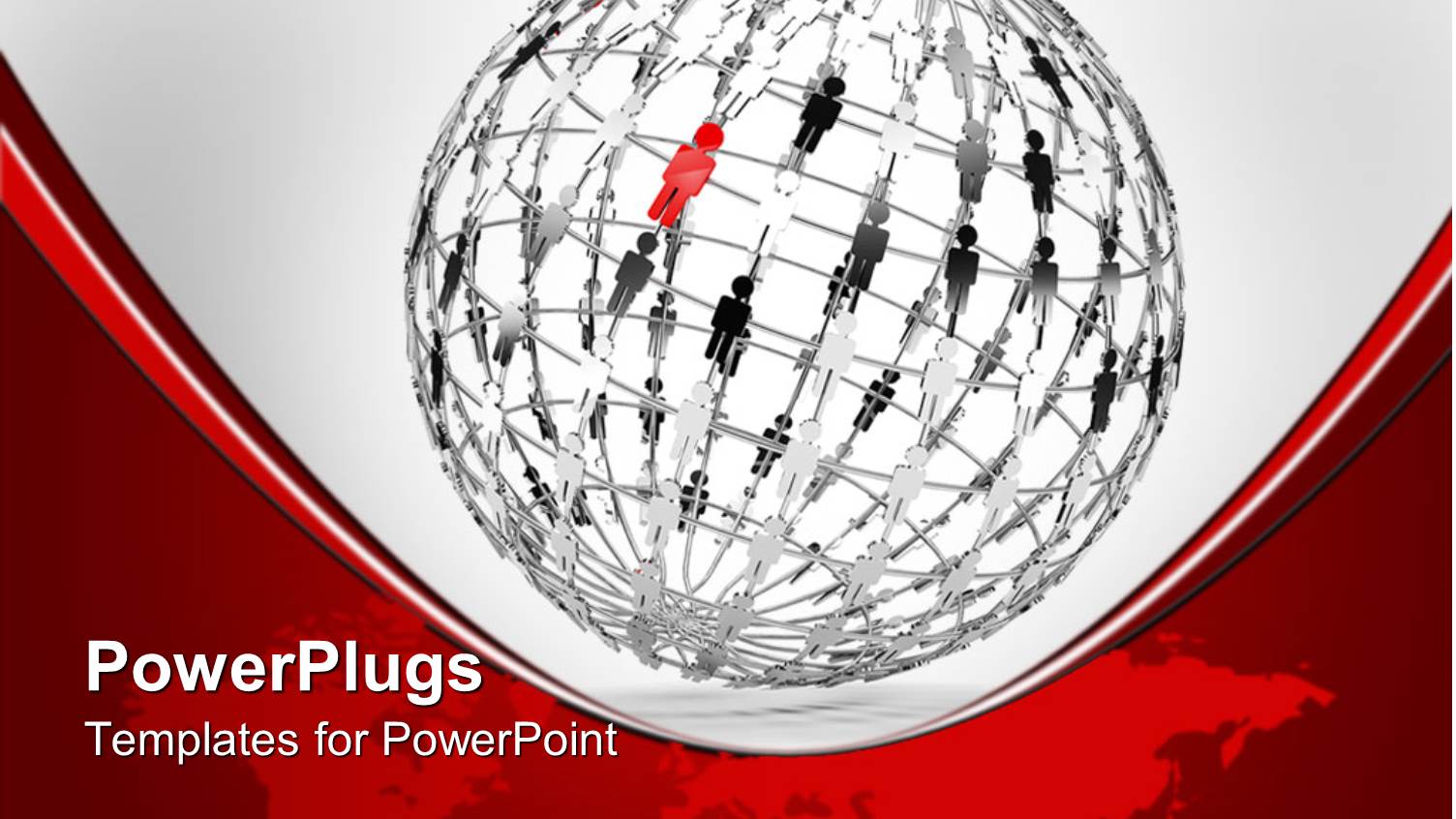 Iron Wired Sphere with Distinct Red Colored Person with Black Colored People