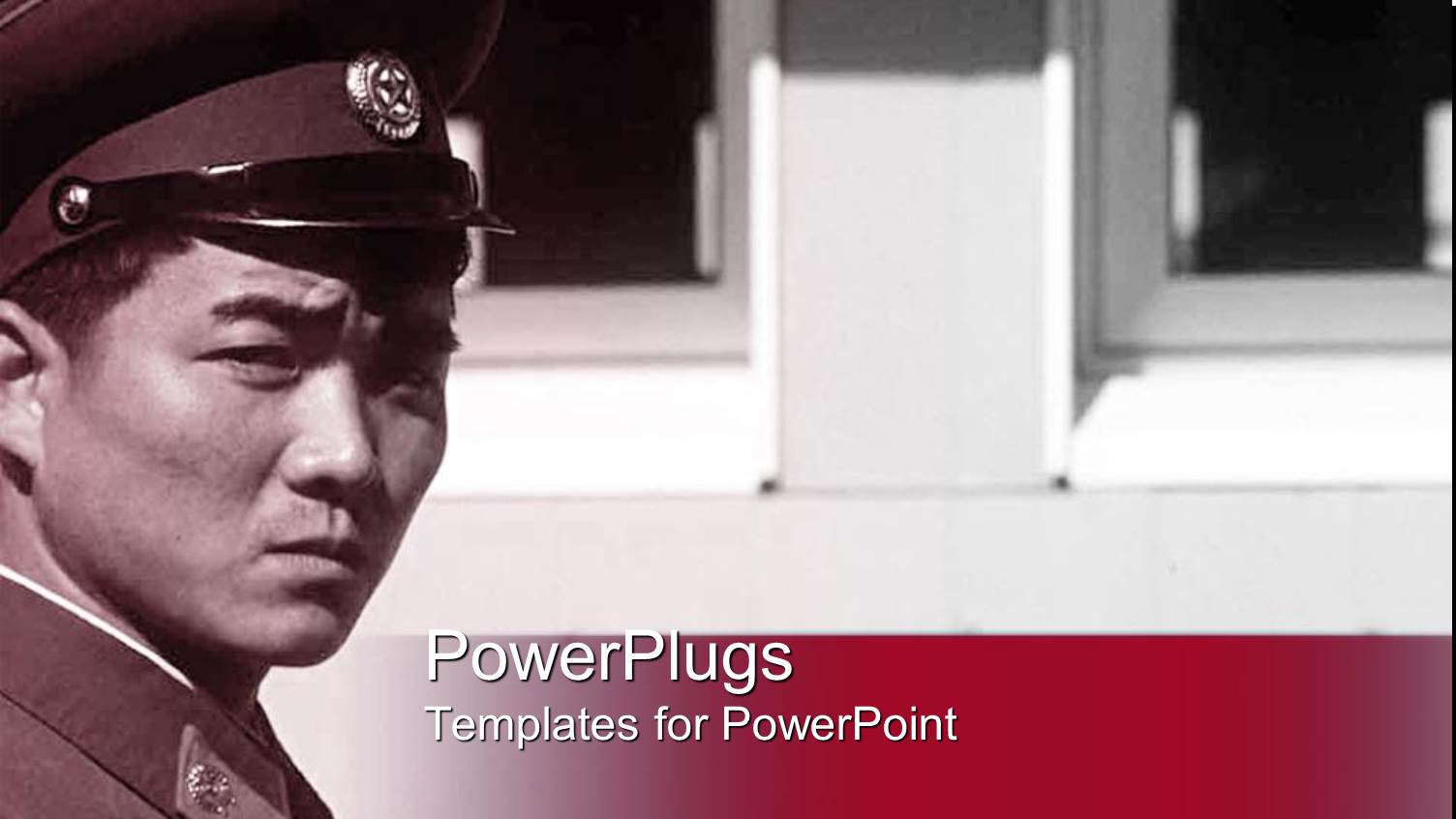 a Japanese Military Person with Windows in the Background