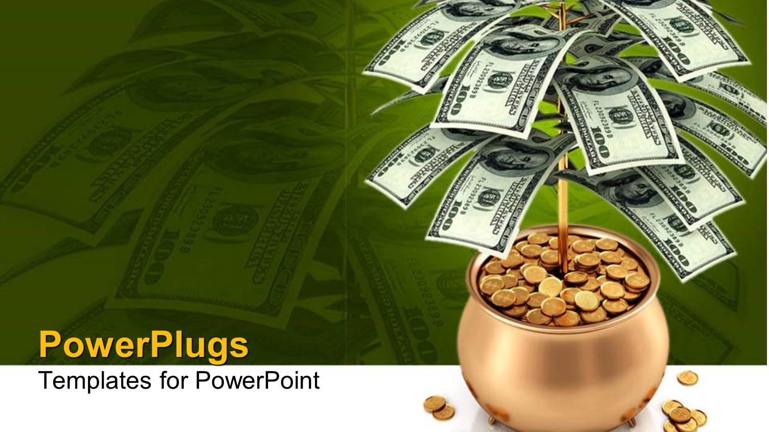 a Jar Full of Gold Coins with a Plant of Dollar Notes