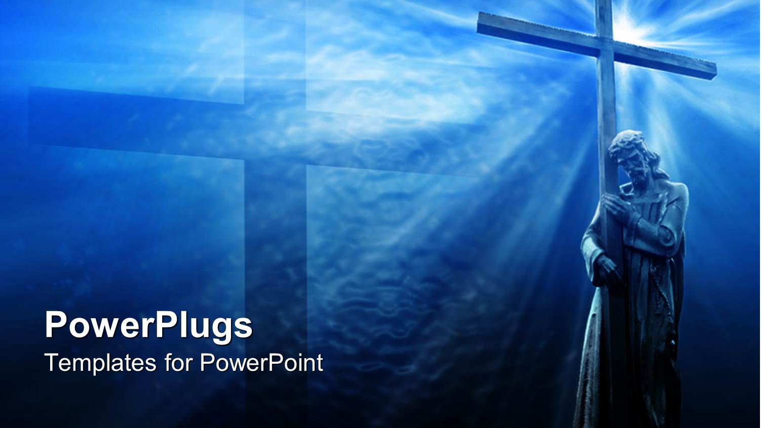 Jesus with Cross, Blue Background, Religious