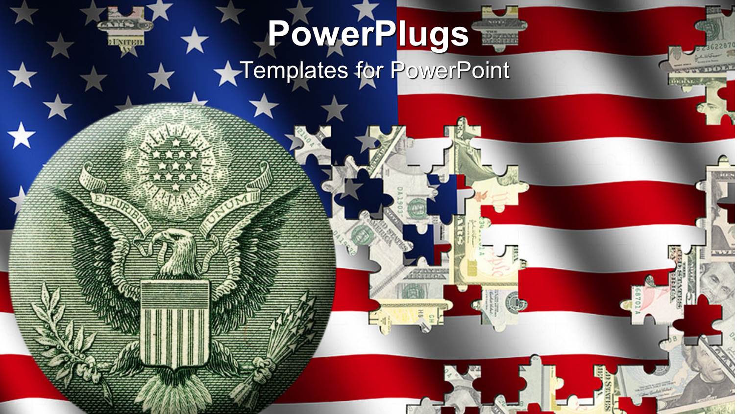 Jigsaw of American Flag Placed on Dollar Bills