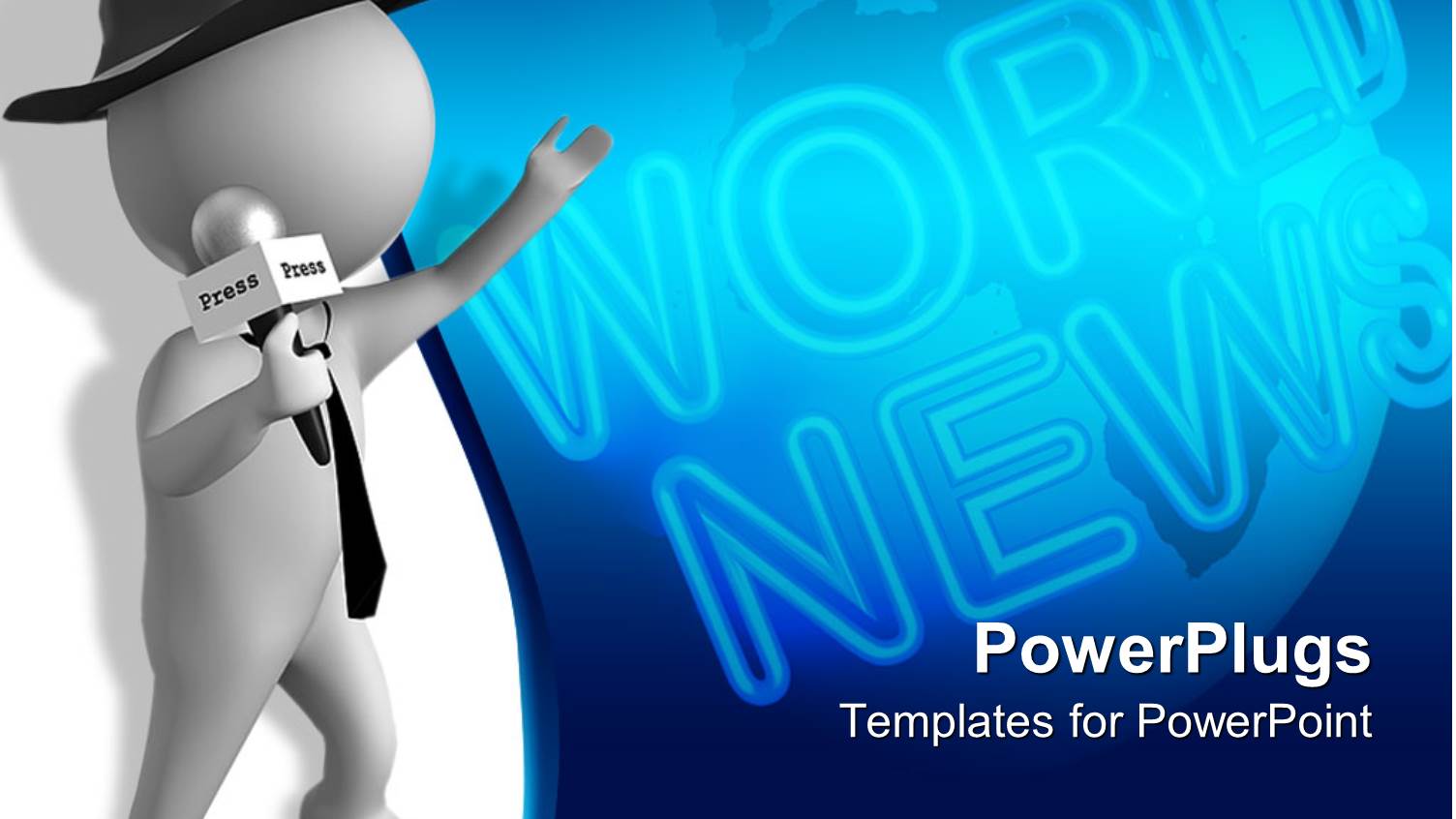 a Journalist Holding a Mike and Pointing Towards the Globe